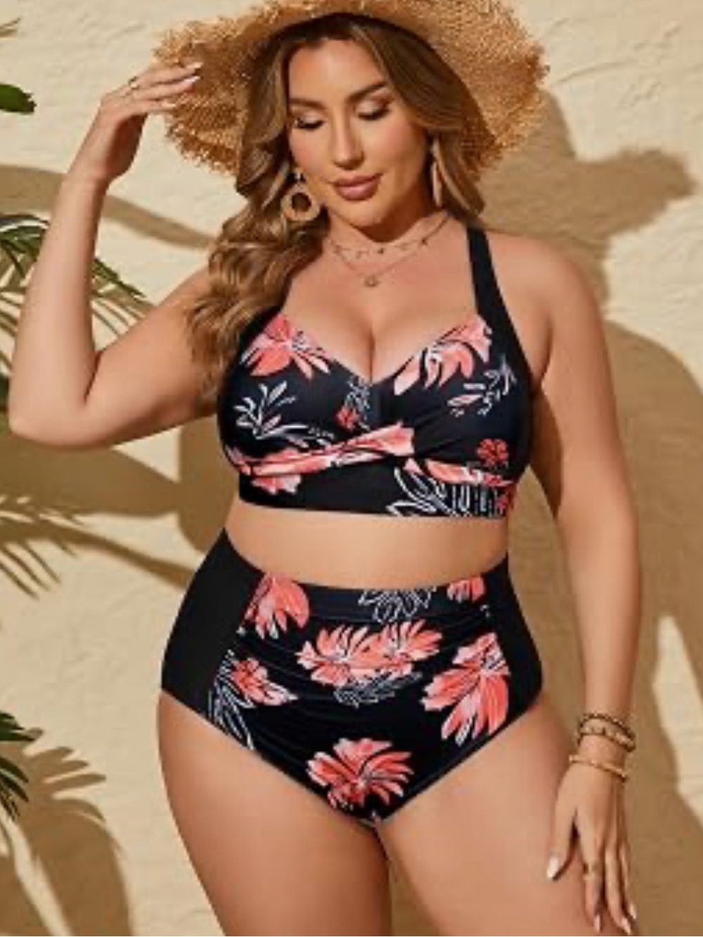 Hanna Nikole Womens High Waisted Bikini Tummy Control Ruched Two Piece - Picture 9 of 12